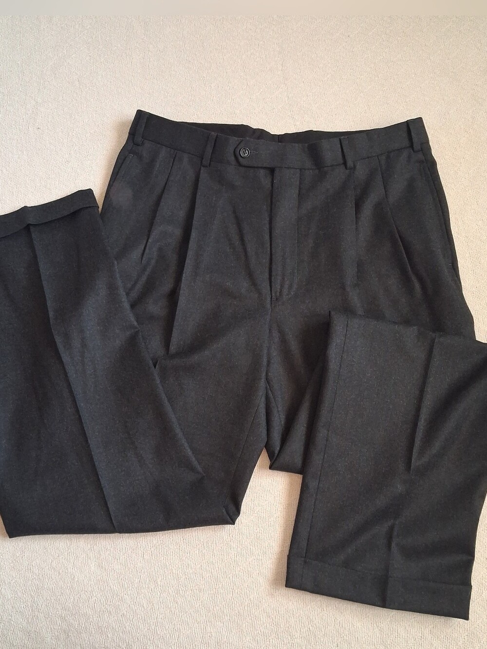 brooks brothers dark academia old money pleated wool dress trousers gray 36